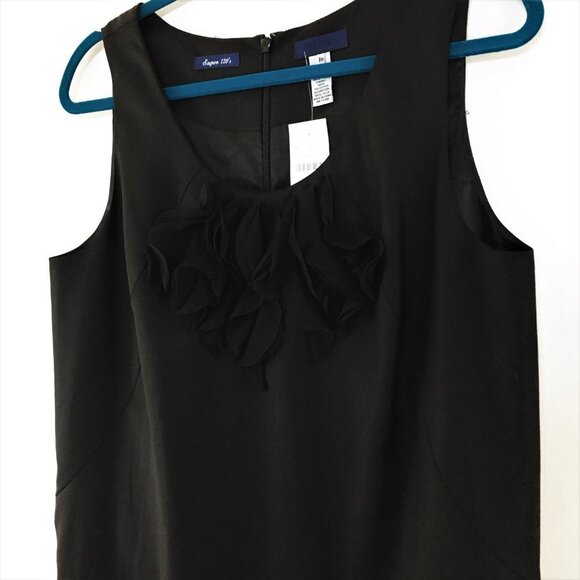 nwt sz 10 Elegant J.CREW Ruffle Sheath Dress Super 120s Wool black - Picture 2 of 11